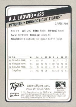 2014 Choice Connecticut Tigers #19 A.J. Ladwig Back