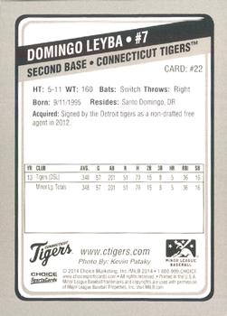2014 Choice Connecticut Tigers #22 Domingo Leyba Back