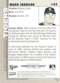 2013 Choice Connecticut Tigers #03 Mark Johnson Back