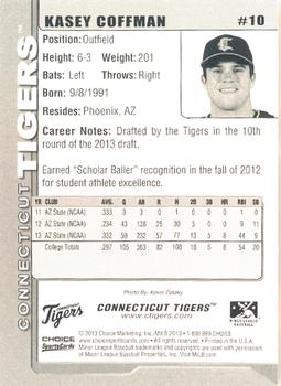 2013 Choice Connecticut Tigers #10 Kasey Coffman Back