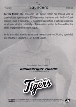 2010 Choice Connecticut Tigers #04 T.J. Saunders Back