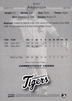 2010 Choice Connecticut Tigers #06 Brett Anderson Back