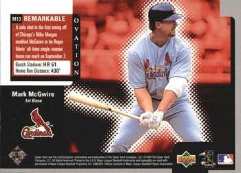 1999 Upper Deck Ovation - ReMarkable Moments #M13 Mark McGwire Back