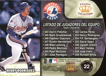 1998 Pacific - Team Checklists #22 Pedro Martinez / Henry Rodriguez Back