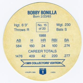 1989 Holsum Discs #15 Bobby Bonilla Back