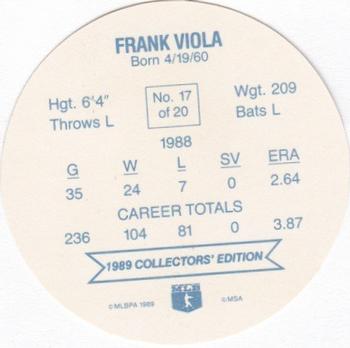 1989 Holsum Discs #17 Frank Viola Back