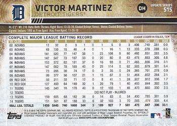 2015 Topps Update - Throwback Variations #515 Victor Martinez Back