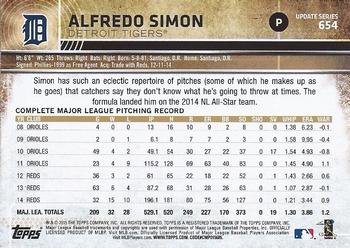 2015 Topps Update - Throwback Variations #654 Alfredo Simon Back