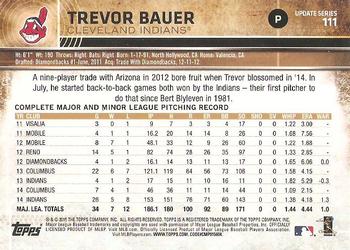 2015 Topps Update - Throwback Variations #111 Trevor Bauer Back