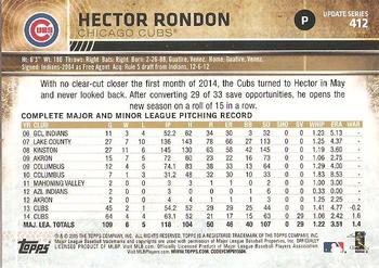 2015 Topps Update - Throwback Variations #412 Hector Rondon Back