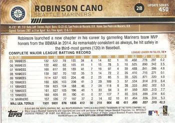2015 Topps Update - Throwback Variations #450 Robinson Cano Back