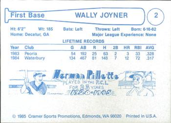 1985 Cramer Edmonton Trappers #2 Wally Joyner Back