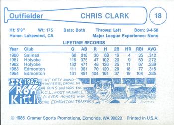 1985 Cramer Edmonton Trappers #18 Chris Clark Back