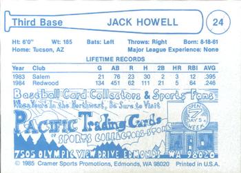 1985 Cramer Edmonton Trappers #24 Jack Howell Back