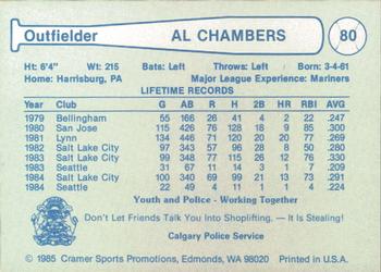 1985 Cramer Calgary Cannons #80 Al Chambers Back