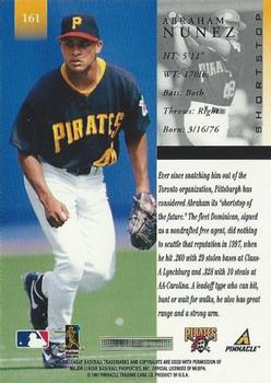 1998 Pinnacle #161 Abraham Nunez Back