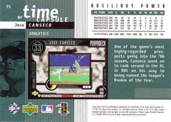 1999 Upper Deck PowerDeck - Time Capsule Auxiliary Power #T5 Jose Canseco  Back