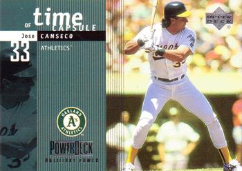 1999 Upper Deck PowerDeck - Time Capsule Auxiliary Power #T5 Jose Canseco  Front