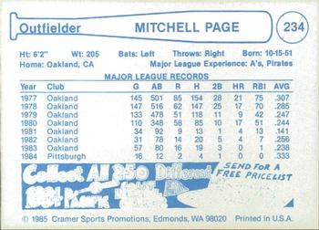 1985 Cramer Hawaii Islanders #234 Mitchell Page Back