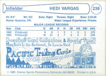 1985 Cramer Hawaii Islanders #236 Hedi Vargas Back