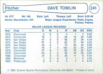 1985 Cramer Hawaii Islanders #241 Dave Tomlin Back