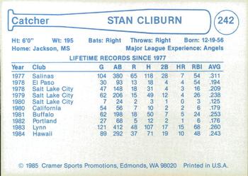 1985 Cramer Hawaii Islanders #242 Stan Cliburn Back