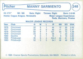 1985 Cramer Hawaii Islanders #248 Manny Sarmiento Back