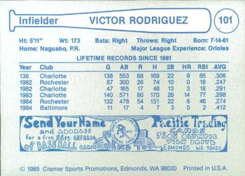1985 Cramer Las Vegas Stars #101 Victor Rodriguez Back