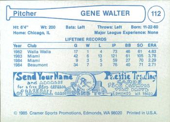1985 Cramer Las Vegas Stars #112 Gene Walter Back