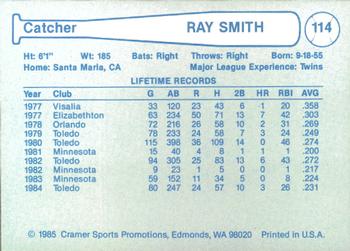 1985 Cramer Las Vegas Stars #114 Ray Smith Back