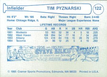 1985 Cramer Las Vegas Stars #122 Tim Pyznarski Back