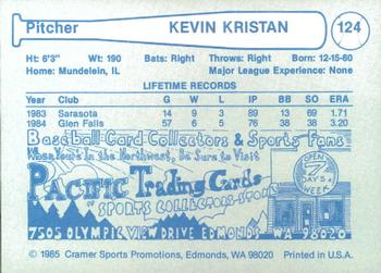 1985 Cramer Las Vegas Stars #124 Kevin Kristan Back