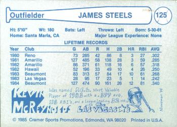 1985 Cramer Las Vegas Stars #125 James Steels Back
