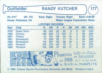 1985 Cramer Phoenix Giants #177 Randy Kutcher Back