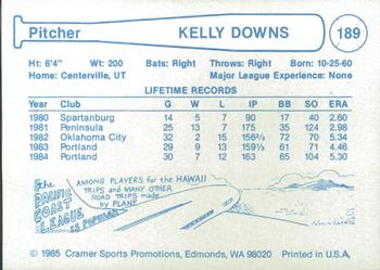 1985 Cramer Phoenix Giants #189 Kelly Downs Back