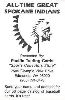 1985 Pacific Spokane Indians All-Time Greats #NNO Bob Stinson Back