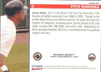 2008 Choice Newark Bears 10th Anniversary #7 Pito Ramirez Back