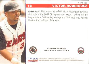 2008 Choice Newark Bears 10th Anniversary #8 Victor Rodriguez Back