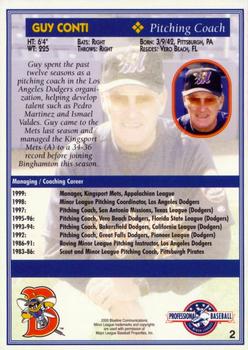 2000 Blueline Q-Cards Binghamton Mets #2 Guy Conti Back
