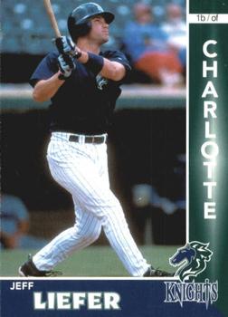 2000 Blueline Q-Cards Charlotte Knights #13 Jeff Liefer Front
