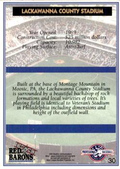 2000 Blueline Q-Cards Scranton/Wilkes-Barre Red Barons #30 Lackawanna County Stadium Back