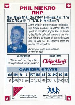 1993 Nabisco All-Star Autographs #NNO Phil Niekro Back