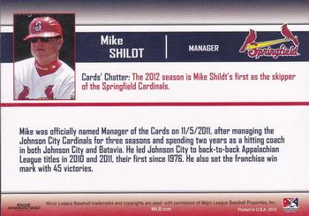 2012 Grandstand Springfield Cardinals #NNO Mike Shildt Back