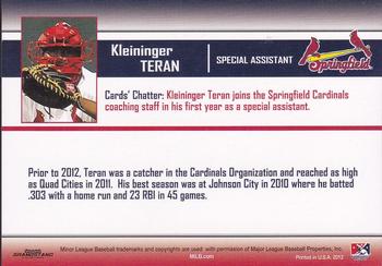 2012 Grandstand Springfield Cardinals #NNO Kleininger Teran Back