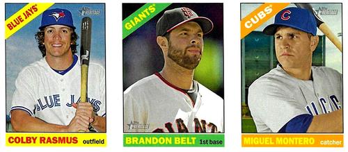 2015 Topps Heritage - Advertising Panels #NNO Colby Rasmus / Brandon Belt / Miguel Montero Front