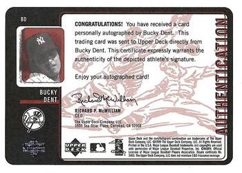 1999 Upper Deck Retro - Inkredible #BD Bucky Dent Back