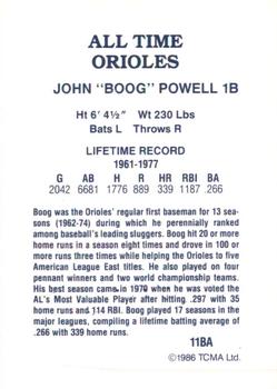 1986 TCMA All-Time Baltimore Orioles #11BA Boog Powell Back
