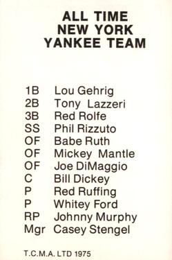 1975 TCMA All-Time New York Yankees #NNO Phil Rizzuto Back