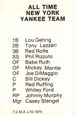 1975 TCMA All-Time New York Yankees #NNO Mickey Mantle Back