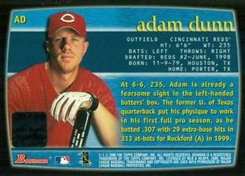 2000 Bowman - Autographs #AD Adam Dunn Back